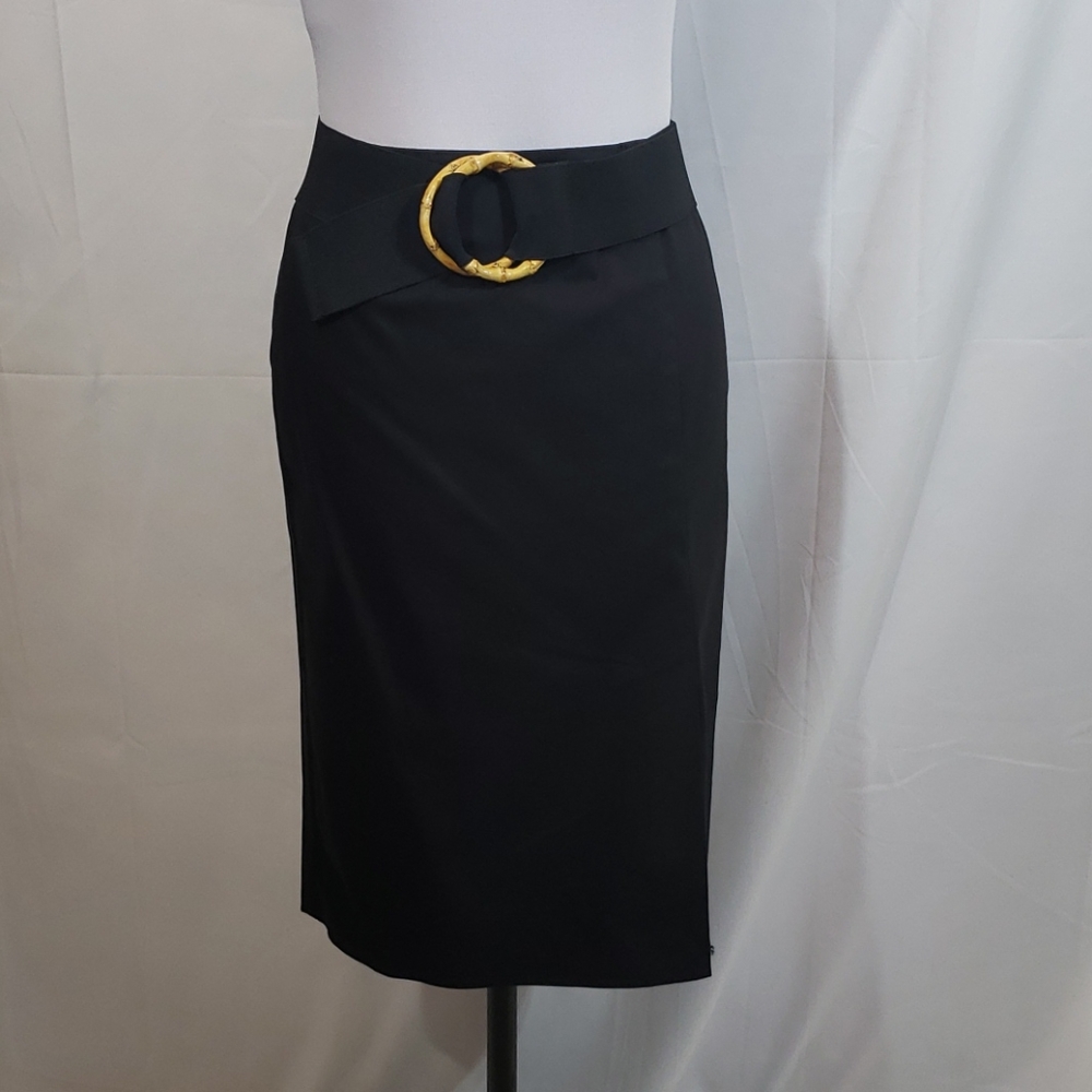 EUC Bandolino Black Pencil Skirt W/Belt Size 6